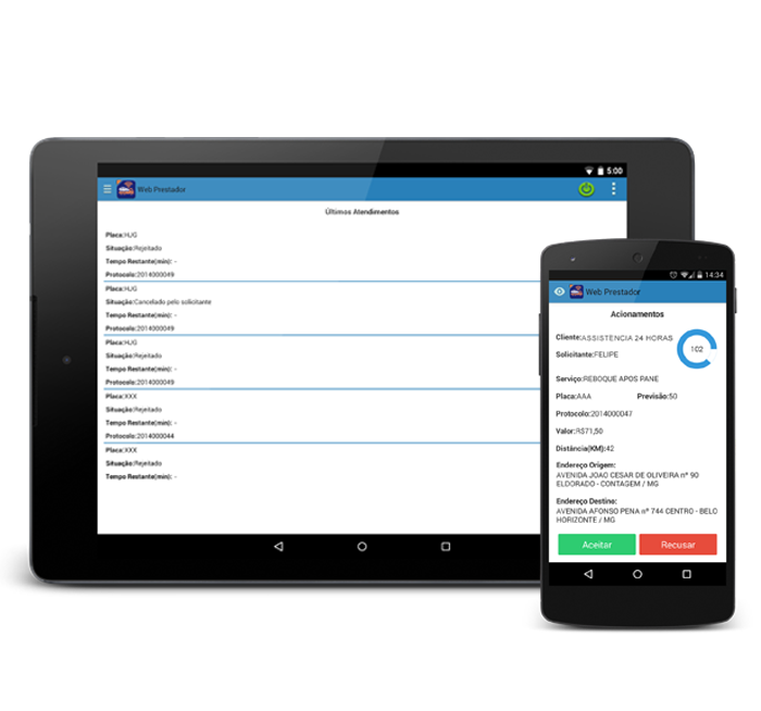 WebPrestador no Aplicativo